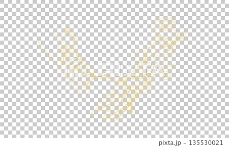 春の大三角の線画イラスト（ゴールド色の星座絵と星座線） 135530021