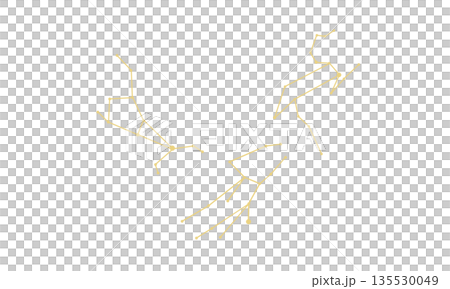 春の大三角の星座線のイラスト（ゴールド色） 135530049