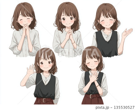 まんが調ふつう女子立ちポーズセット 135530527