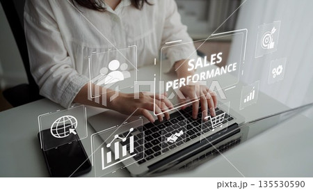 Sales Performance Dashboard with Sales Metrics, Targets, and Conversion Muxer 135530590
