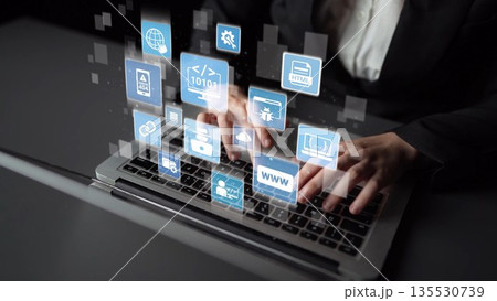 Programmer Coding with Digital Interface and Language Overlays Funnel 135530739
