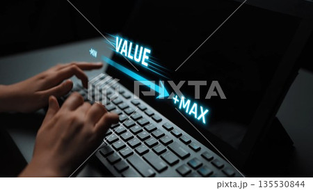 Value slider indicator with glowing bar showing minimum to maximum Marrow 135530844