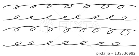 フリーハンドのくるくる線画:おしゃれな飾り罫線素材 フリーハンドのくるくる線画:おしゃれな飾り罫線素材 135530982
