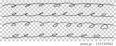 フリーハンドのくるくる線画:おしゃれな飾り罫線素材 フリーハンドのくるくる線画:おしゃれな飾り罫線素材 135530982
