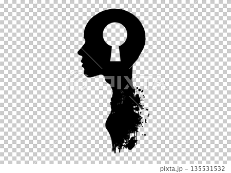 鍵穴と探偵のシルエットで調査・分析・ミステリーのコンセプトイメージ 鍵穴と探偵のシルエットで調査・分析・ミステリーのコンセプトイメージ 135531532