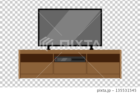 Simple illustration of a large TV on a TV stand Simple illustration of a large TV on a TV stand 135531545
