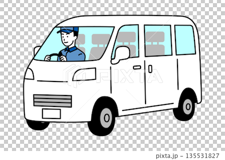 一名外送員駕駛一輛白色貨車 135531827