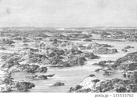 19世紀のイラスト アフリカ ナイル川 19世紀のイラスト アフリカ ナイル川 135533702