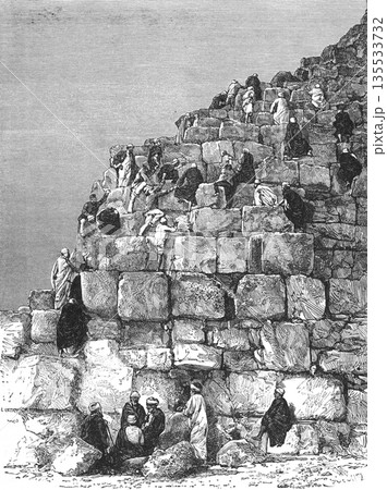 19世紀のイラスト　アフリカ　ピラミッド 135533732