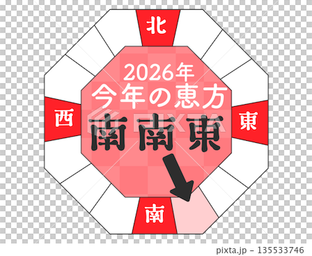 2026年 節分の恵方 南南東 恵方デザインのイラスト素材 2 2026年 節分の恵方 南南東 恵方デザインのイラスト素材 2 135533746