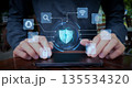 Cybersecurity Interface with Digital Protection Icons 135534320