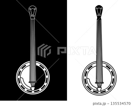 banjo musical instrument with a round body and long neck used in bluegrass and country folk music vector banjo musical instrument with a round body and long neck used in bluegrass and country folk music vector 135534570