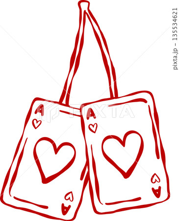 Whimsical Coquette Ace of heart Card cherries Outline Valentine Hand Drawn Playful Whimsical Coquette Ace of heart Card cherries Outline Valentine Hand Drawn Playful 135534621