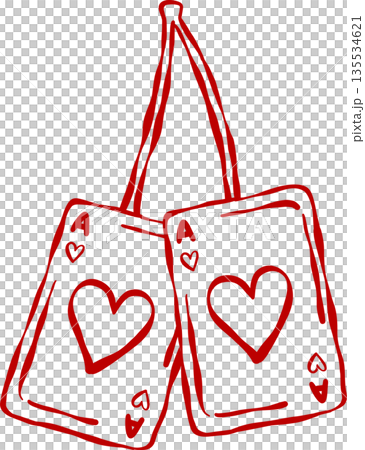 Whimsical Coquette Ace of heart Card cherries Outline Valentine Hand Drawn Playful Whimsical Coquette Ace of heart Card cherries Outline Valentine Hand Drawn Playful 135534621