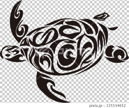 Cool sea turtle tribal tattoo illustration 135534652