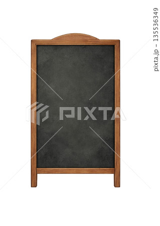 木製フレームの黒板メニューボード　文字なしで使える店舗用看板イラスト素材 135536349