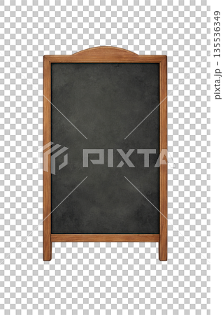 木製フレームの黒板メニューボード　文字なしで使える店舗用看板イラスト素材 135536349
