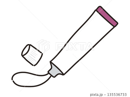 ピンク色のチューブから軟膏を出しているイラスト ピンク色のチューブから軟膏を出しているイラスト 135536733