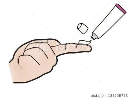 ピンク色のチューブから1FTUの軟膏を指に出すイラスト 135536738