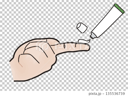 緑色のチューブから1FTUの軟膏を指に出すイラスト 135536739