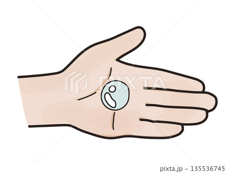 液体を乗せた手のひらのイラスト 液体を乗せた手のひらのイラスト 135536745