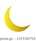 三日月のシンプルイラスト　夜空やファンタジーに使える月の素材 135536759