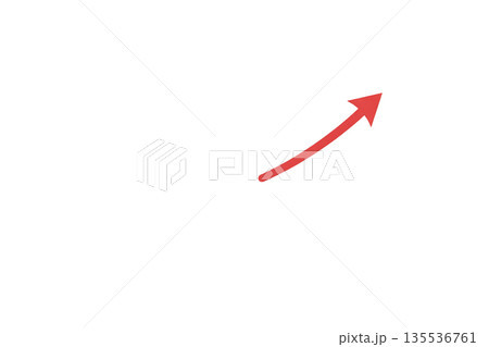 上向き矢印のシンプルイラスト　成長や上昇を表すアイコン素材 135536761