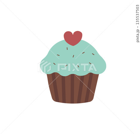 バレンタイン素材　スイーツ素材　カップケーキのイラスト 135537503