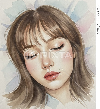 女性の寝顔 135537520