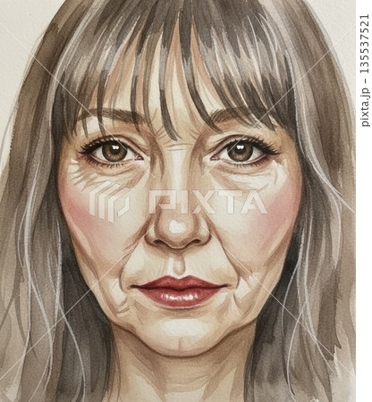 年老いた女性のアップ 135537521