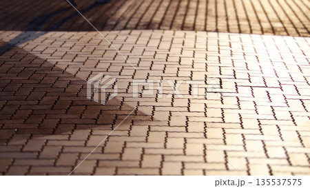 夕日に照らされる歩道 135537575