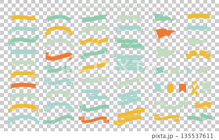 簡約絲帶和旗幟設計裝飾套裝 135537611