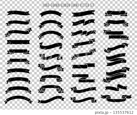 Hand-drawn simple ribbon design decoration set 135537612