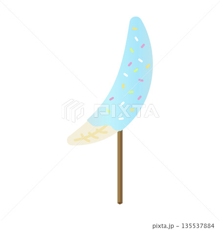 チョコバナナのイラスト 日本の縁日 祭 屋台 素材 食べ物 ブルーハワイ 135537884