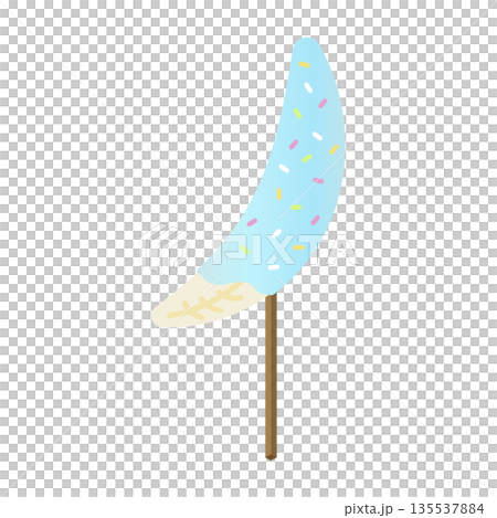 チョコバナナのイラスト 日本の縁日 祭 屋台 素材 食べ物 ブルーハワイ 135537884