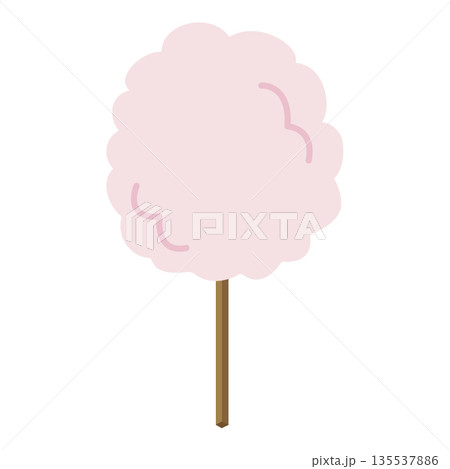 わたあめのイラスト 日本の縁日 祭 屋台 素材 食べ物 ピンク 135537886