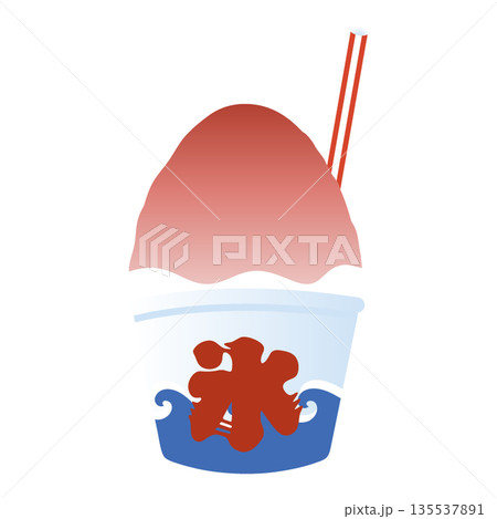 かき氷のイラスト 日本の縁日 祭 屋台 素材 食べ物 いちご 135537891