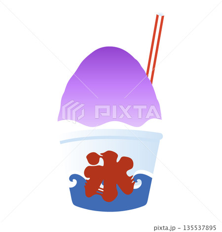 かき氷のイラスト 日本の縁日 祭 屋台 素材 食べ物 グレープ 135537895