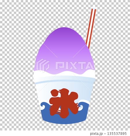 かき氷のイラスト 日本の縁日 祭 屋台 素材 食べ物 グレープ 135537895