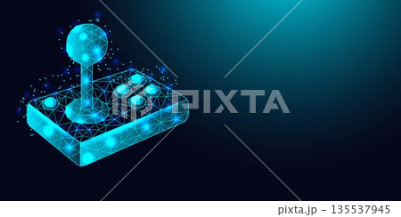 Low poly wireframe joystick controller. 135537945