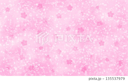 小さな桜の花が舞うピンク色の背景 135537979