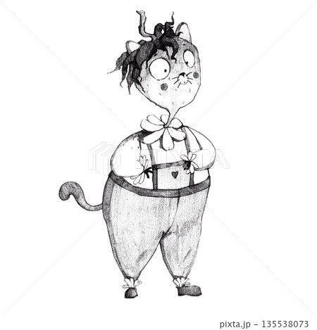 Cute illustration of a cat in the form of a strawberry 135538073