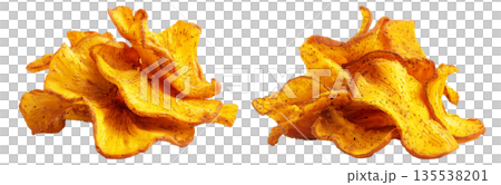 Set of Fiji takeaway and street foods fried breadfruit chips rustic alternative to potato chips on white transparent background Set of Fiji takeaway and street foods fried breadfruit chips rustic alternative to potato chips on white transparent background 135538201