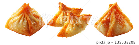 Set of Australia dim sum deep fried dumpling topped with sesame, isolated isolated on white transparent background Set of Australia dim sum deep fried dumpling topped with sesame, isolated isolated on white transparent background 135538209