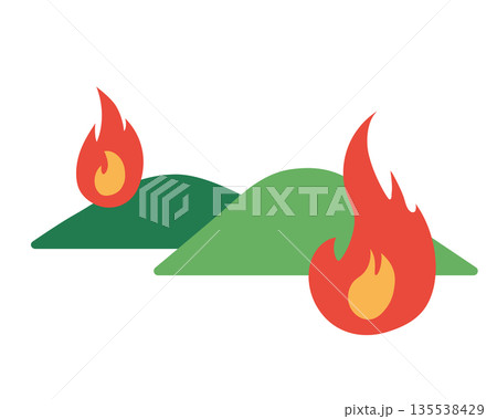 山火事のイラスト（春・夏の山） 135538429