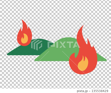 山火事のイラスト（春・夏の山） 135538429