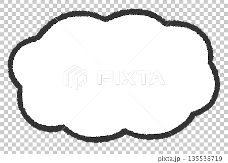 Hand-drawn cloud-shaped frame (horizontal, thick lines, white background inside) 135538719