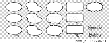 Hand-drawn style frame and speech bubble set (horizontal, thick lines) Hand-drawn style frame and speech bubble set (horizontal, thick lines) 135538731