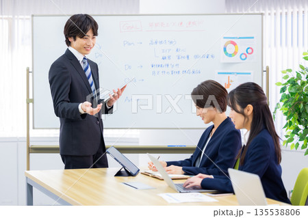 ビジネス　打合せをしている男女 135538806