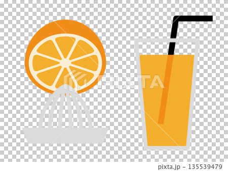 鮮榨柑橘汁扁平插圖 135539479